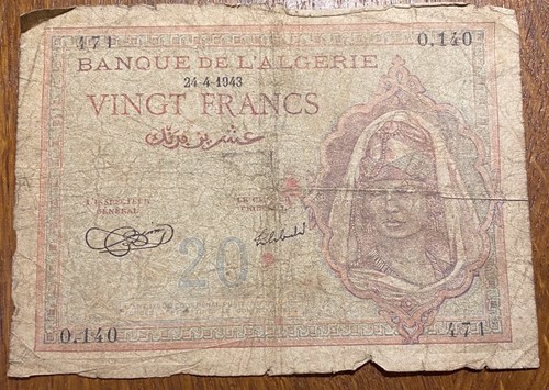 Billet francs algerie - billet, de