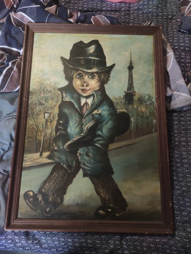 Ancien tableau huile sur bois - tableau,