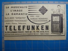 TELEFUNKEN OPERETTE PANORAMIC TELEVISION  publicité ancienne 1954 