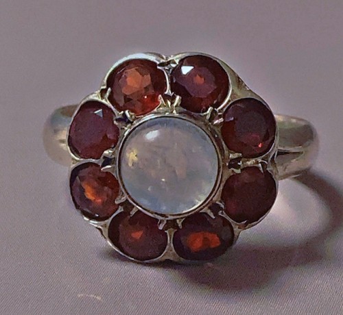 Ancienne bague argent - , grenat