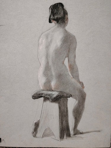 Beau dessin fusain nue - beau,