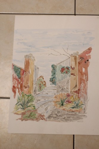 Aquarelle paysage village - paysage,