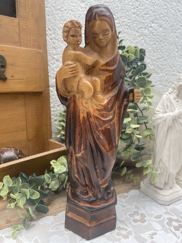 Sculpture bois vierge marie - bois,