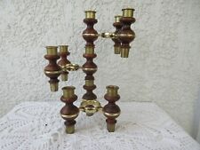 Magnifique lot de 3 bougeoirs nagel en bois et cerclage en métal doré