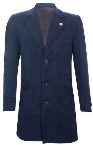 Manteau long laine marine - long,