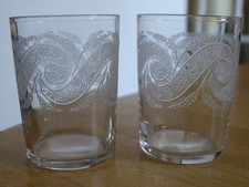 SAINT LOUIS CRISTAL 2 ANCIENS VERRES GOBELET LIQUEUR GRAVURE GRAVURE ART NOUVEAU