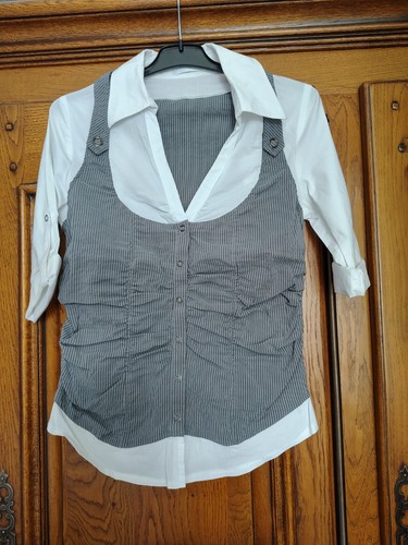 Chemisier blanc gilet bustier - chemisier,