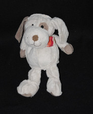 🐶 Peluche doudou chien brun marron beige bandana coutures apparentes 23 cm  TBE