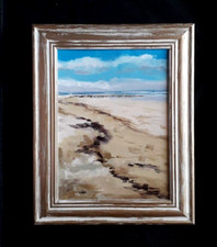 MARINE huile  "LA LONGUE PLAGE"   ARTISTE réf drouot artprice akoun