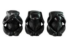 3 Singes de la Sagesse  Statuette en résine - 600 gr. - 8 cm - 2363
