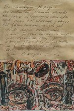 Tableau Huile papier, collage