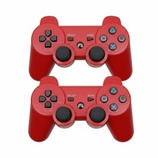 x2 Manettes PS3 Rouge Sans Fil