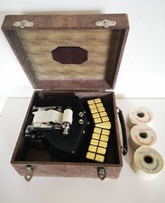 Ancien Vintage Grandjean Sténographe Sténotype Mallette + 3 Rouleaux Circa 1950