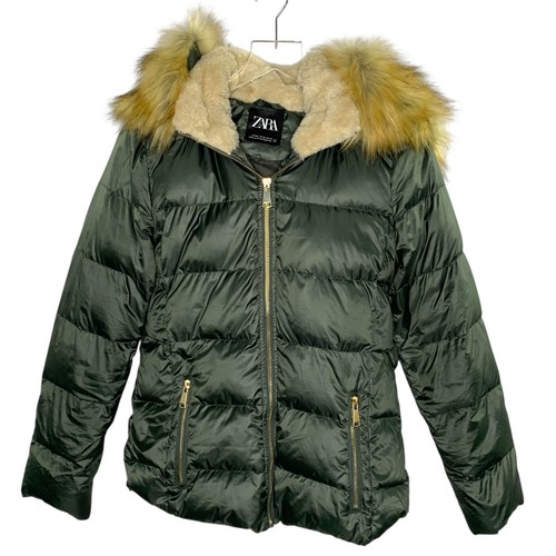 Zara womens olive puffer - xs,