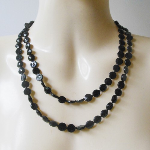Ancien collier sautoir jais - collier,