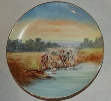 Belle assiette ancienne PORCELAINE DE PARIS Décor peint main (Cygnes..)