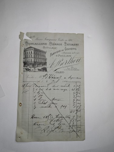 Facture quincaillerie fabrique - quincaillerie,