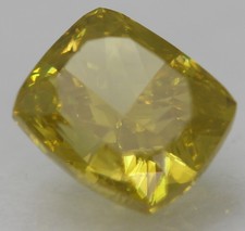 Cert 0.55 Carat Canari Jaune VS2 Coussin Naturel Amélioré Diamant 4.75X4.02mm
