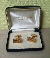Paire Boutons de Manchettes Plaqué OR 18 carats  dans coffret VINTAGE