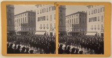 Nice Avril 1909 L'escorte présidentielle Photo Stereo Vintage Citrate