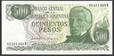 Billet d'Argentine, 500 Pésos, série de 1977 à 1982, N° Pick 303c, Neuf