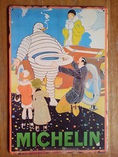 Plaque métallique lithographiée, MICHELIN, BIBENDUM, 20x30cm