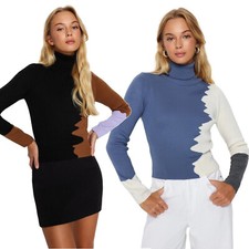 Pull Col Roulé Color Block