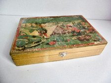 ANCIEN JEU DE CUBES EN BOIS 26 x 18,5 x Ht 5 cm - 2 DESSINS MANQUANTS - USURES