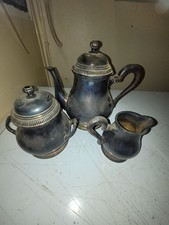 service à thé  3 pièces - vintage métal argenté - art déco -