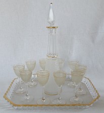 Service à liqueur - cristal de Saint Louis - modèle givré doré