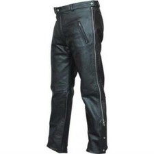 Mens Black Leather Elastic