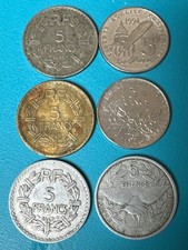 lot pieces 5 francs 1935,1945, 1976,1994 et 1952 nouvelle caledonie
