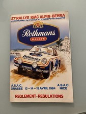 Programme Rallye RMC - Alpin - Behra 1984 avec Porsche Rothmans