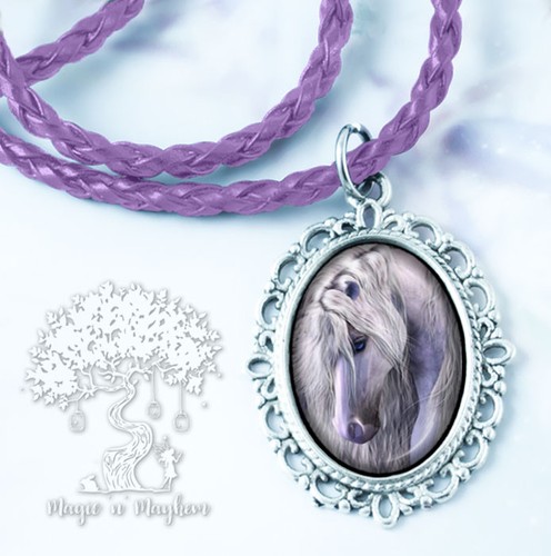Beautiful white horse - beautiful, necklace