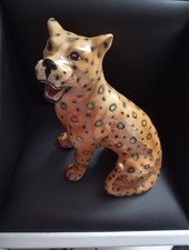 VINTAGE CIRCA 1960s ITALIAN CERAMIC LEOPARD FLOOR SCULPTURE/ STATUE 40CM
