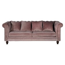 Canapé 3 Places en Velours "Chesterfield" 217cm Rose