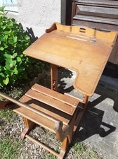 Ancien bureau d' écolier en bois