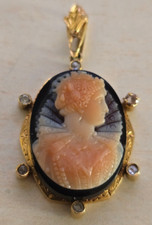 ANCIEN PENDENTIF OR 18K AV ECLATS DIAMANTS PERIODE NAP III