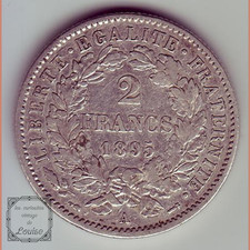 France - 2 Francs Cérès 1895 A - Argent - Avec légende - Pièce ancienne