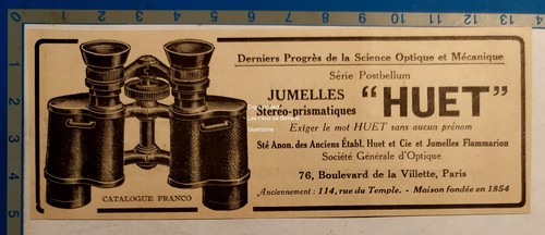 Jumelles huet 1920 publicité - jumelles,