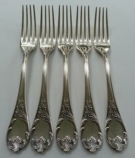 5 anciennes FOURCHETTES DE TABLE de CHRISTOFLE modèle MARLY métal argenté 20,5cm