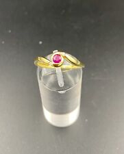 Bague 585/14K Or Jaune Rubis 2X Diamant 0,02Ct Taille: 58