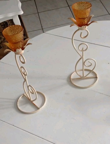 Bougeoirs fer verre art - fer/,