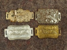 4 anciennes plaques de vélo moto cycles Taxes fiscales 1909 1920 1940 1941