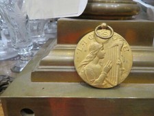 Ancienne Médaille Bronze doré la musique rasmuny lyre harpe XIXe 4,5 cm