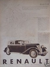 PUBLICITÉ 1930 RENAULT SIX CYLINDRES MONASTELLA ET VIVASTELLA - ADVERTISING