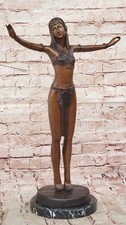 Chiparus Art Déco Ventre Danseuse Véritable Bronze Main Fabriqué Statue Affaire