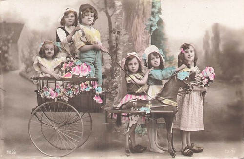 Enfants attelage cheval - cp,