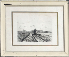 Maxime JUAN   " La moisson à Auvers sur Oise ""  grav originale au burin signée