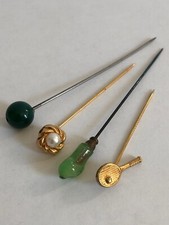 SUPERBE LOT de 4 EPINGLES A CRAVATE / CHAPEAU modèles DIVERS vintage